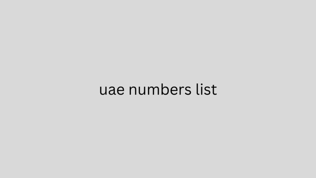 uae numbers list